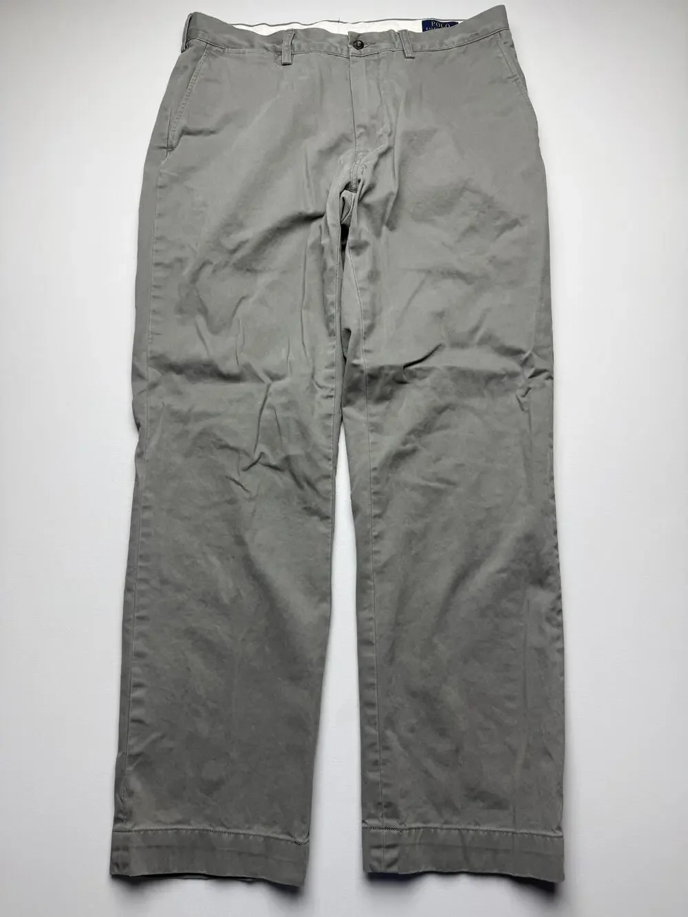 Polo Ralph Lauren Pants Mens 36x32 Gray Chino Flat Front Classic Casual